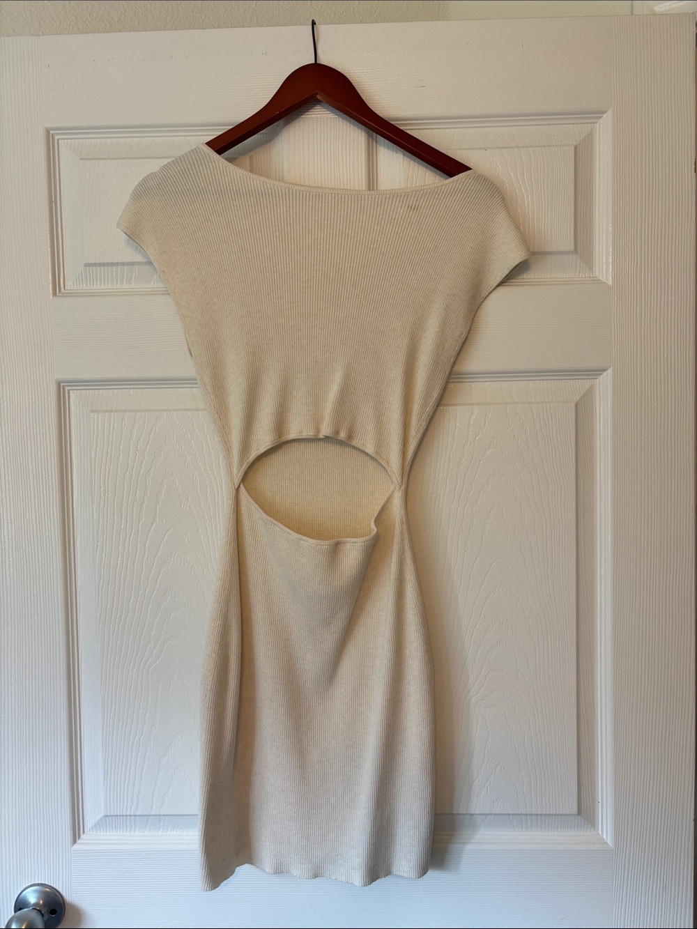 Wilfred Cream Cutout Knit Mini Dress